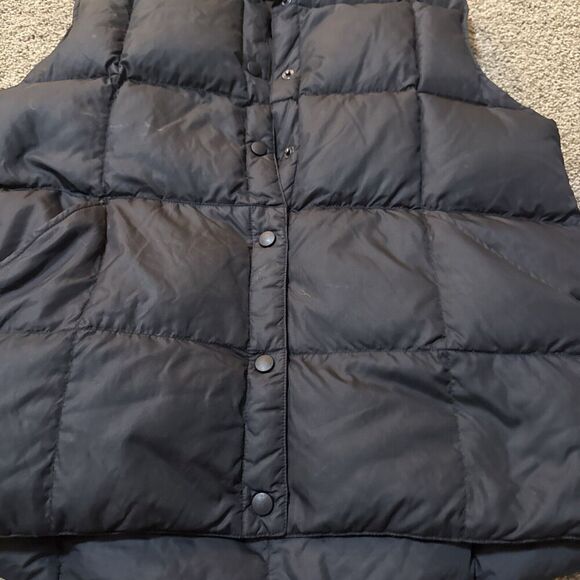 Lands End Puffer Vest Womens Medium 10-12 Black Down Filled Snap Sleeveless - Picture 2 of 11